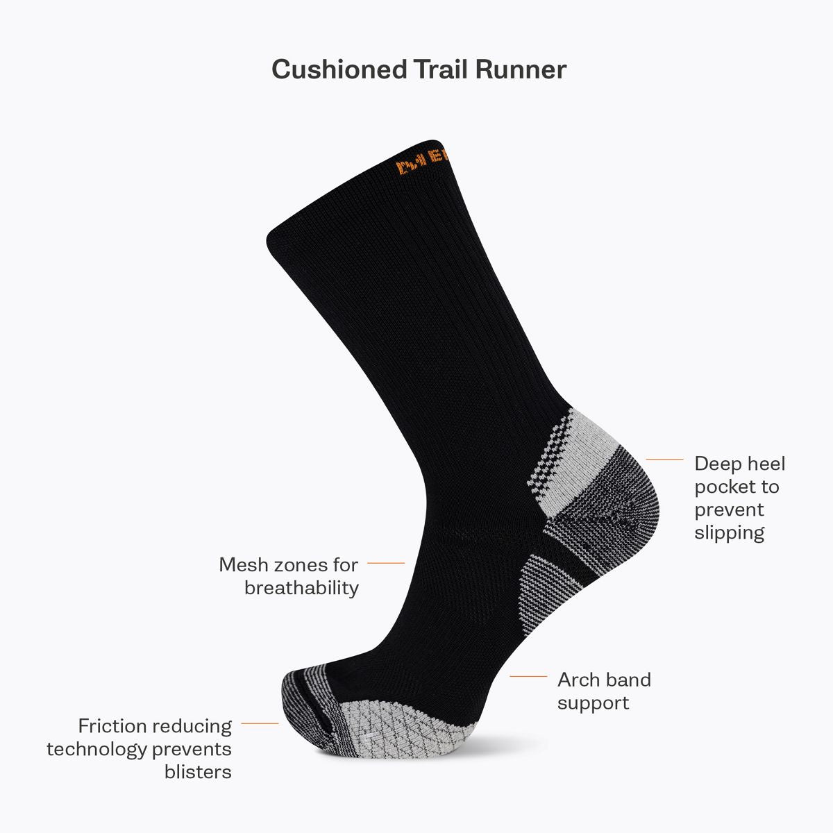Cushion Trail Runner Crew Sock - Socks | Merrell