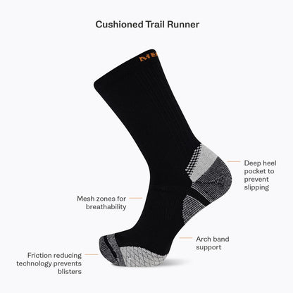 Cushion Trail Runner Crew Sock - Socks | Merrell
