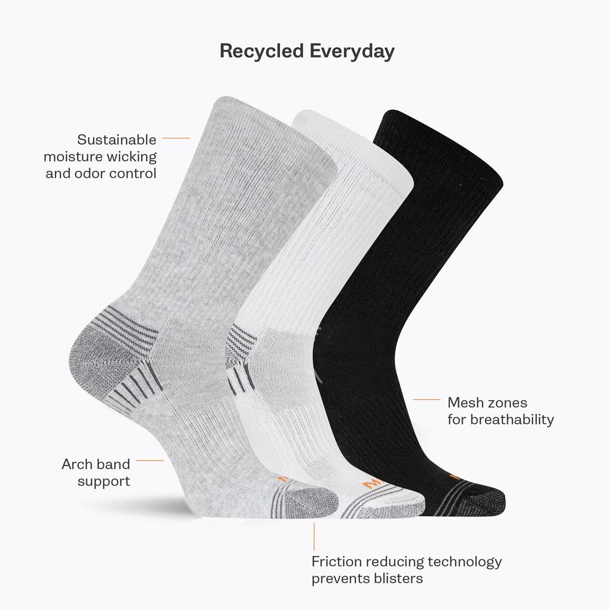 Recycled Everyday Crew Sock 3 Pack - Socks | Merrell